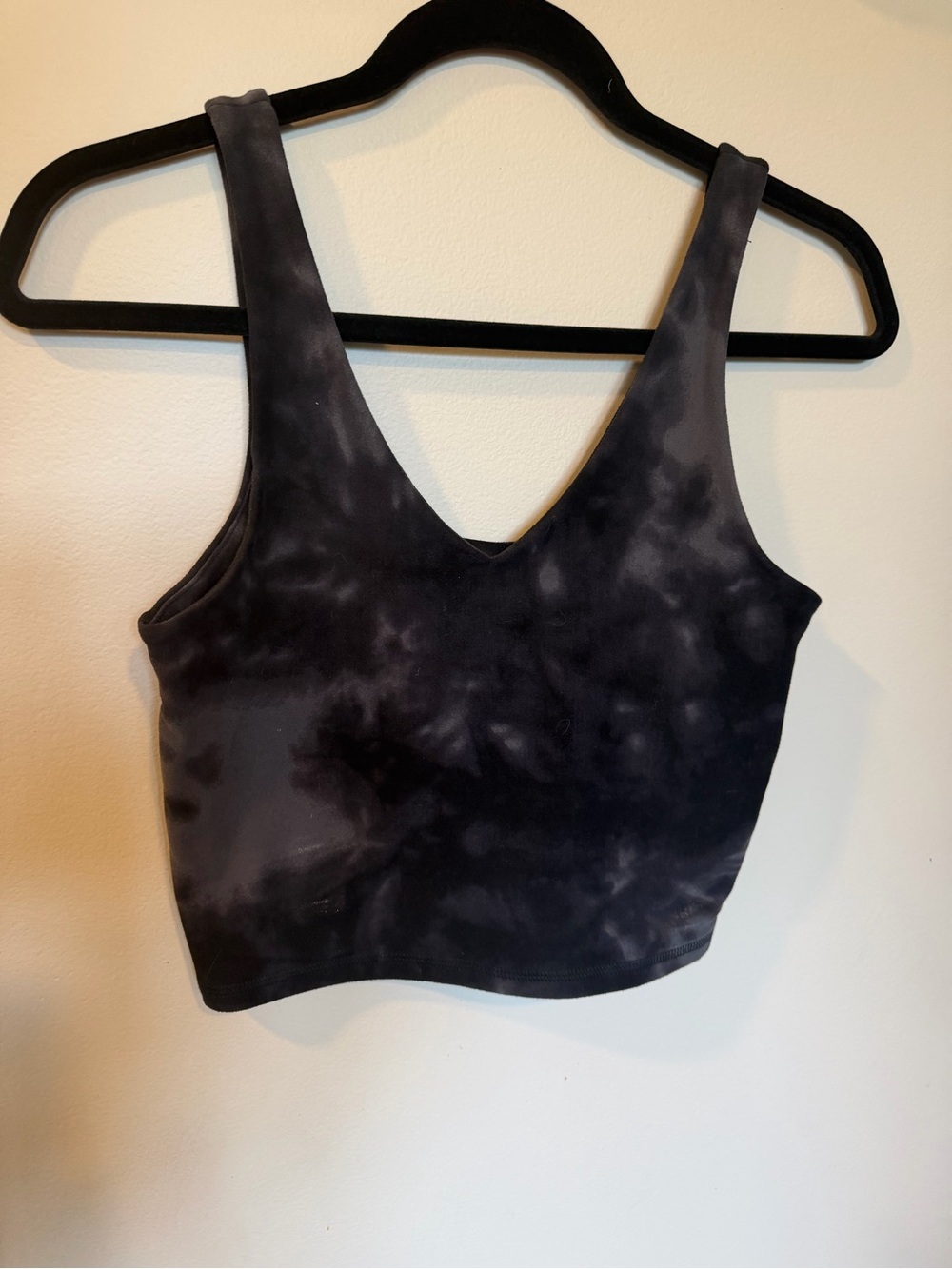 Brand New Abercrombie & Fitch Tie-Dye V-Neck Cropped Tank Top - Black/Grey